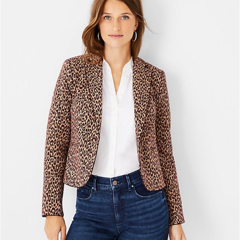Ann Taylor Newbury  Blazer Leopard Print NWT 0p